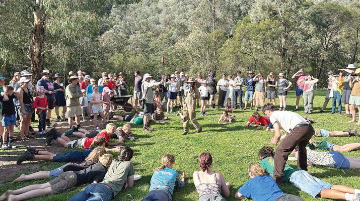 Porridge eating competition before the food fight. Photos: Stefan Bradley