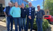 Local farmers Graham Pigdon, Kylie Mumford, Wayne Mumford and James Faithful meet with East Ward Councillor Brendan Kingwill to discuss concerns for local BESS proposals. Photo: Contributed