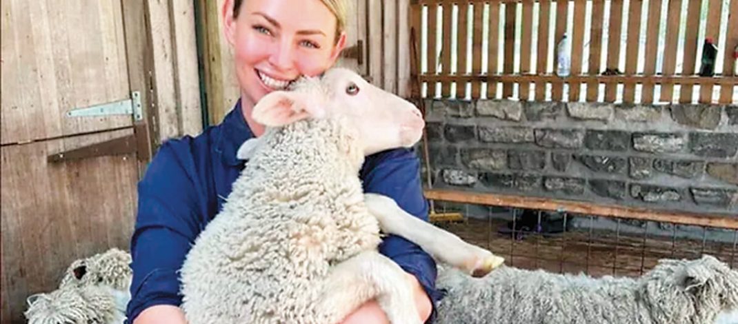 Nyora’s Chloe Pann, or Chloe the Shearer, is holding sheep