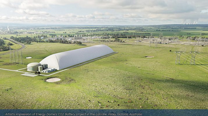 Artist’s impression of Energy Dome’s CO2 Battery project in Hazelwood North. Photo: Contributed