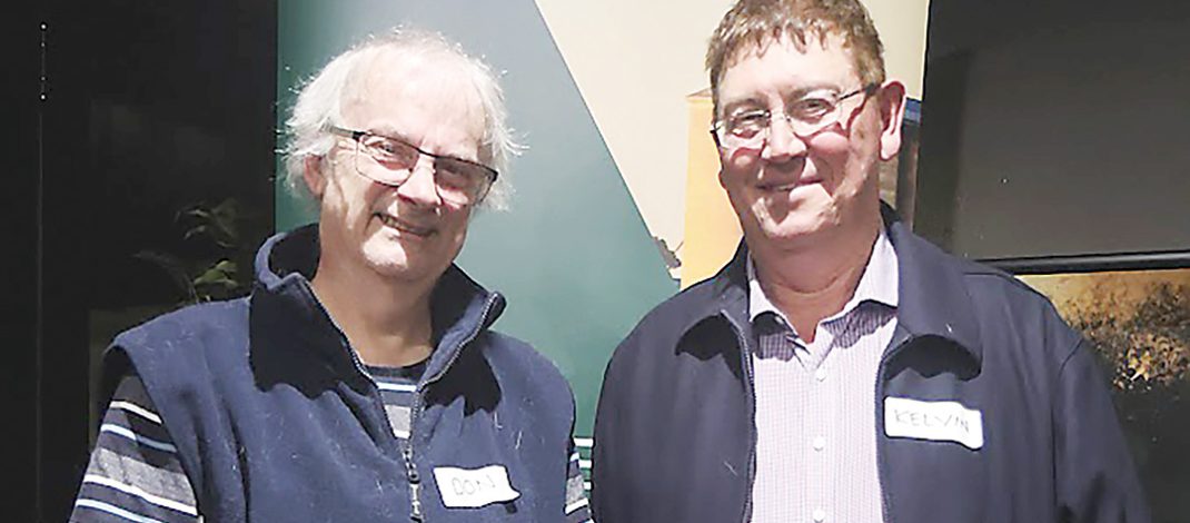 Mirboo North farmer Don Hill and Hazel Park dairy farmer Kelvin Jackson shared their knowledge at Agriculture Victoria’s A Feed and A Yarn event. Photo: Katrina Brandon