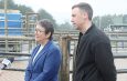 Agriculture Minister Michaela Settle alongside Member for Eastern Victoria Tom Macintosh delivering the state govenerment’s news in Ellinbank in June. Photo: Aidan Knight